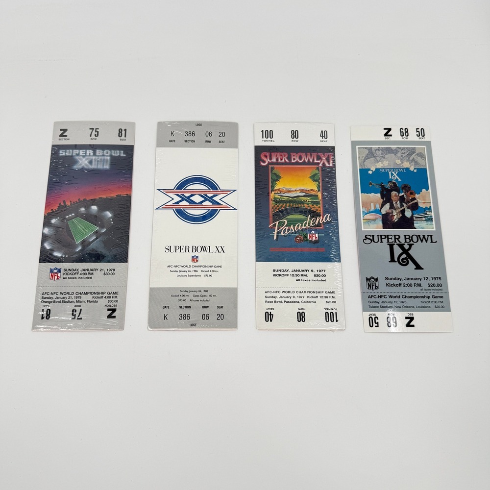 Budweiser NFL Super Bowl Replica Ticket Lot IX XI XIII XX Vintage Promo Set